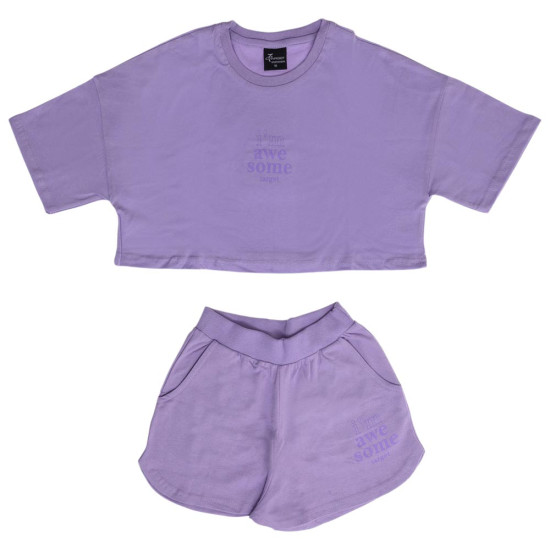 Target Παιδικό σετ Loose Crop Top & Shorts Single Jersey Set ''Awesome''